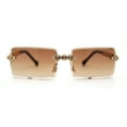 thumbnail image 2 of Heavy Rhinestone Chain Jewel Rimless OG Rapper Sunglasses Gold Brown, 2 of 4