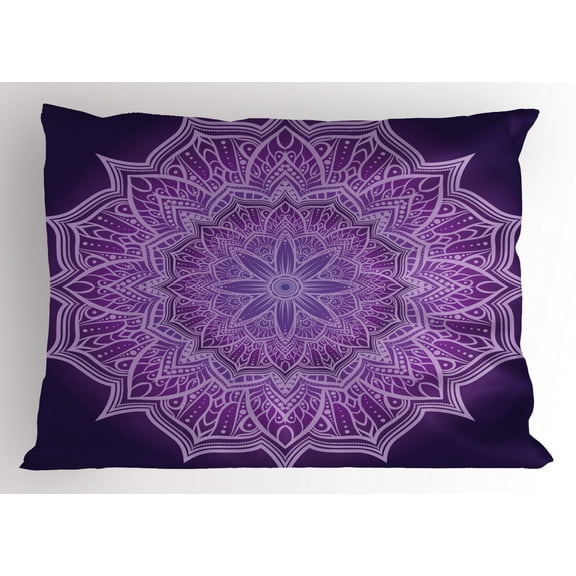 Ambesonne Purple Mandala Pillow Sham, Hand-Drawn Lace, 26" X 20", Dark Purple Pale Mauve