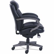 La-Z-Boy Woodbury Mid-Back Executive Chair, Supports Up to 300 lb, 18.75 to 21.75 Seat Height, Black Seat/Back, Weathered Gray Base