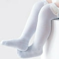 thumbnail image 6 of Dongfang Toddler Kids Socks 3Pcs Plain Antislip Knee-High Socks Cute Bear Mesh Breathable Stockings Daily Cozy Long Socks, 6 of 7