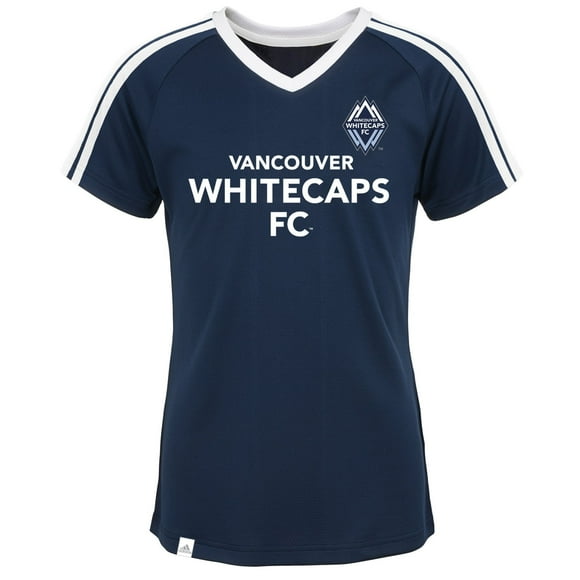 MLS Vancouver Whitecaps Filles Haut de Club à Manches Courtes, Collégiale Marine, Moyen (10-12)