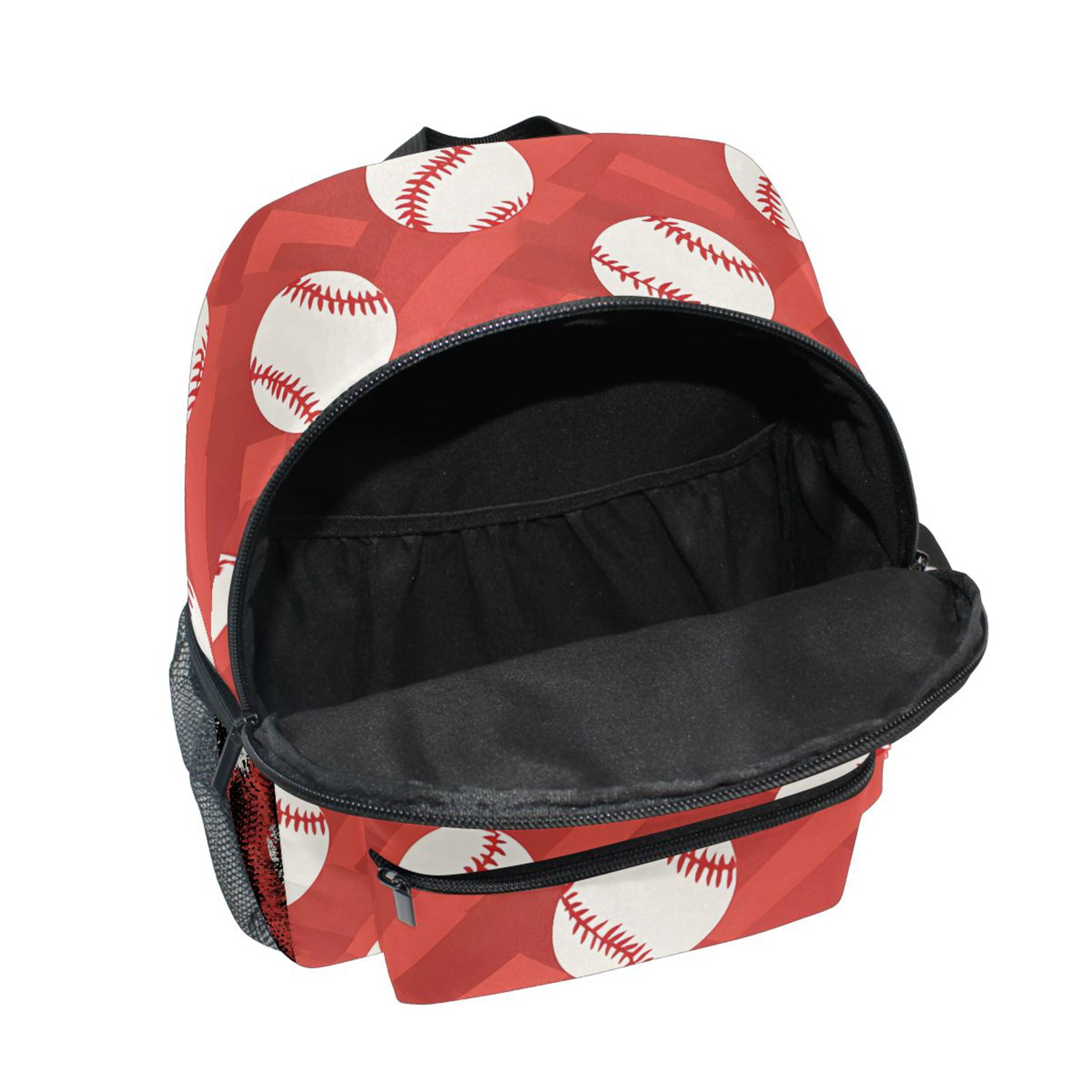 Red Chevron Baseball Pattern Mini Backpack Cute Small Backpack with Chest Strap and Whistle Ages 3-8