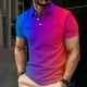 thumbnail image 2 of Camisa Casual de Impresión de Gradiente de los Hombres, Top de Solapa de Manga Corta en Tela de Malla Ligera para el Aire Libre Y el Ocio, Blusa de Suéter Elegante, 2 of 9