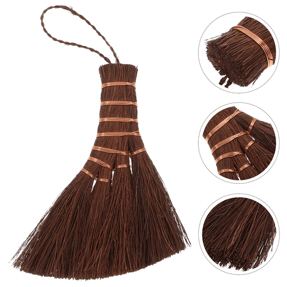 YSNOOWE 1Pack Whisk Broom for Car Palm Fiber Wood for Indoor Sweeping Narrow Spaces