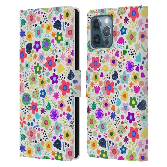 Head Case Designs Officially Licensed Ninola Garden Psychedelic Flowers Leather Book Wallet Case Cover Compatible with Apple iPhone 12 Pro Max
