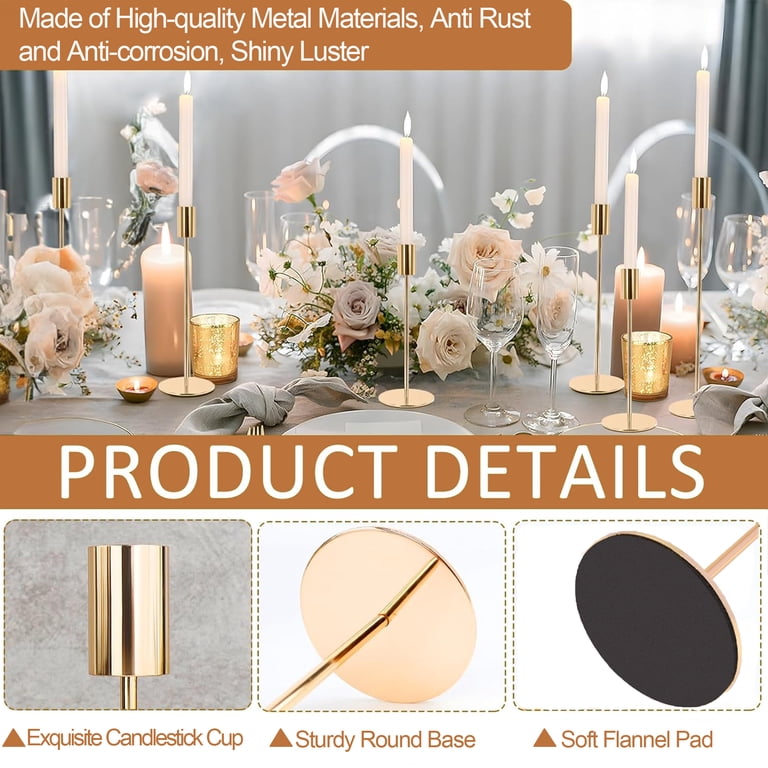 Hidawn Gold Metal Taper Candlestick Holders, 6-Pack photo 4