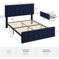thumbnail image 2 of IdealHouse Queen Size Upholstered Bed Frame with 4 Storage Drawers, Adjustable Linen Headboard, Button Tufted Platform, No Box Spring Needed, Blue, 2 of 8
