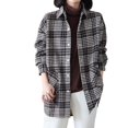 thumbnail image 5 of Cute Cardigans Women Plaid Fleece Lined Thickened Color Casual Long Sleeve Button Up Shirt Jacket Cozy Comfort Fit Light Weight Cardigan, 5 of 5