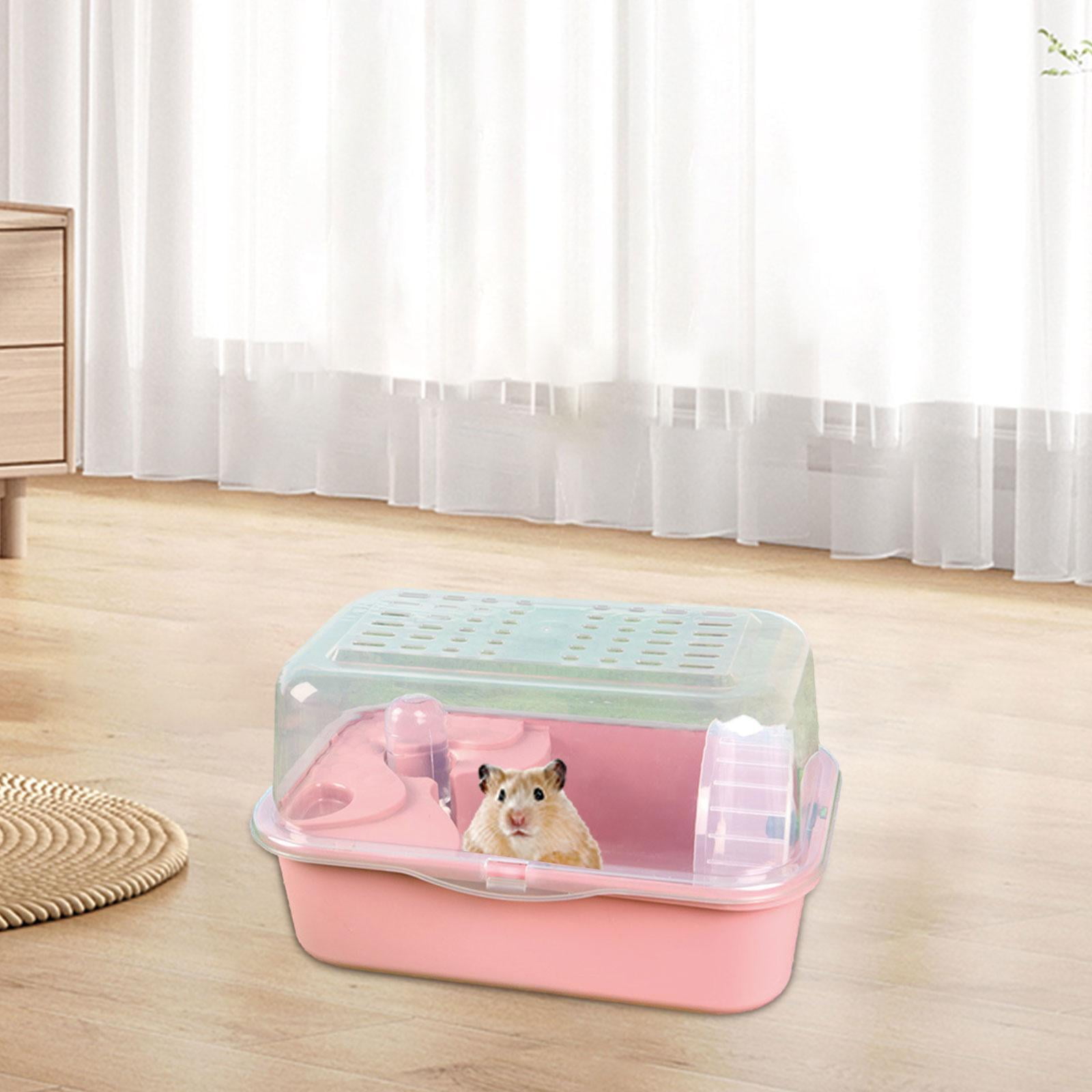 EHJRE Large Hamster Cage, Small Animal Cage, Ventilation, Cute Small Animal Habitat, Mouse And Rat Habitat, Gerbil Rat Hamster Habitat pink
