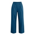 thumbnail image 4 of TEAJOPSUU Womens Suit Wide Leg Palazzo Pants with Pockets High Waist Single Button Pleated Trousers Business Casual Work Office Wear Blue, 4 of 7