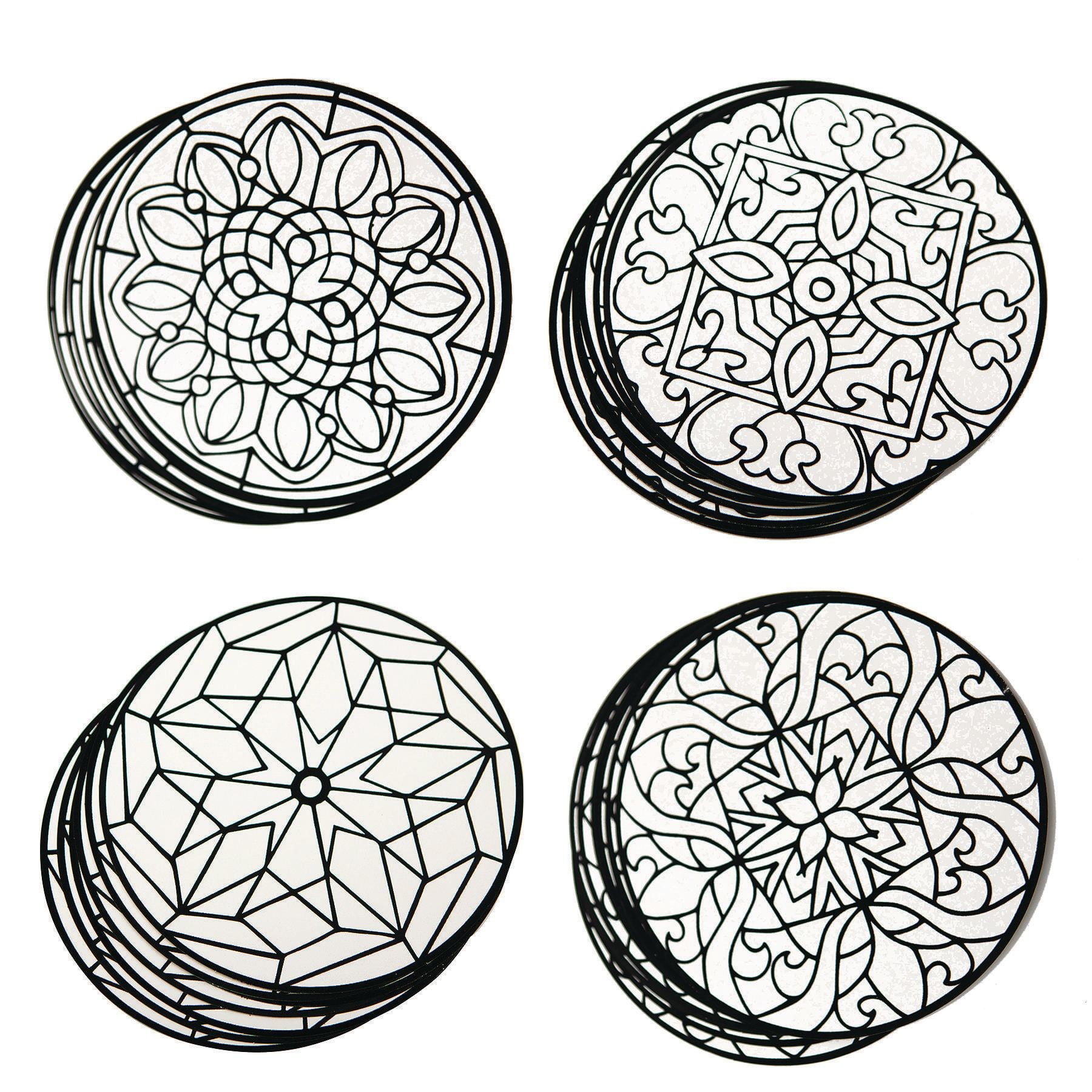 S&S Worldwide Velvet Art Mandalas to Color, 10 each of 4 Designs,  Classically Detailed Designs, Color with Markers or Colored Pencils, 9  Diameter Cardstock Pack of 40. 
