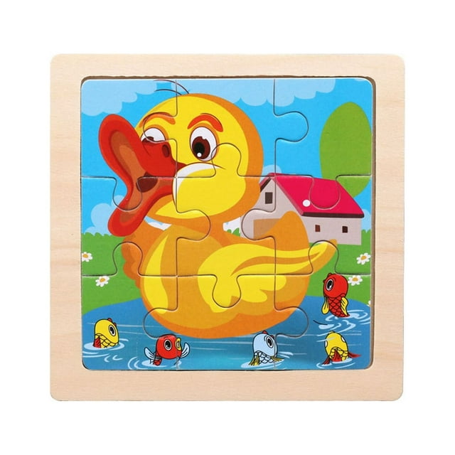Rompecabezas De Madera De Nueve Piezas Con Animales De Dibujos Animados Rompecabezas De Madera Para La Educación Temprana De Los Niños Rompecabezas Educativo Juguete De Madera Para Niños De 2 A 5 Añ