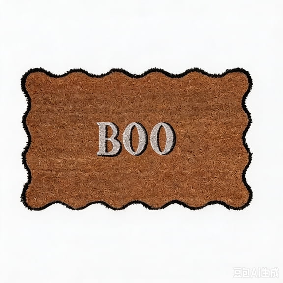 Scalloped Edge BOO Doormat Halloween Front Door Decor 18x30 Outdoor Coir Welcome Mat Fall Rug