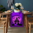 thumbnail image 2 of Halloween Table Runner - 108 Inch Long, Kitchen Dining Table Runner Dresser Scarves, Moon Bat Castle Bat Plaid Black Purple Pink Farmhouse Decor for Coffee Tables Wedding Party Banquet, 2 of 8