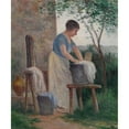thumbnail image 2 of Maximilien Luce 12x14 Black Ornate Wood Framed Double Matted Museum Art Print Titled: Rolleboise, Laundry in the Garden (1935), 2 of 5