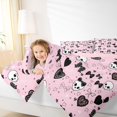 thumbnail image 3 of Feelyou Cute Bowknot Skull Twin Bedding, Pink Sugar Gothic Halloween Bedding Comforter Set, Pink Reversible, 7pcs, 3 of 7