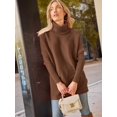 thumbnail image 3 of Women's Turtleneck Oversized Sweaters Long Batwing Sleeve Spilt Hem Tunic Pullover Knit Tops, 3 of 14