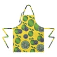 thumbnail image 2 of Green Lime Slices Yellow Pattern Apron-Garden Aprons for Women with Pockets-Cotton Linen Waterproof Kitchen Cooking Gardening Aprons Adjustable for Kitchen,Cooking,BBQ and Salon 33x27 Inch, 2 of 7