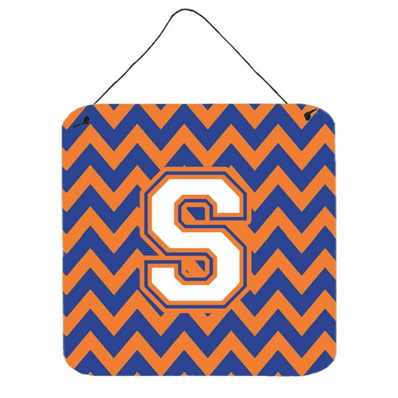 Letter S Chevron Blue and Orange 3 Wall or Door Hanging Prints