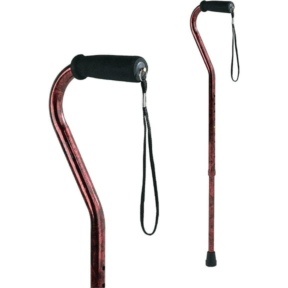 Carex Offset Adjustable Designer Walking Cane for Adults and Seniors, Red, 250 lb Weight Capacity