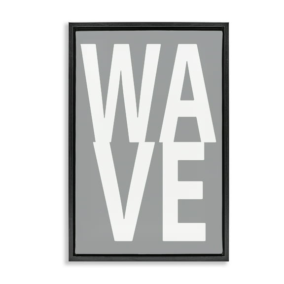 Stupell Industries Wave Word on Grey Typography Painting Black Floater Framed Art Print Wall Art, 17 x 25
