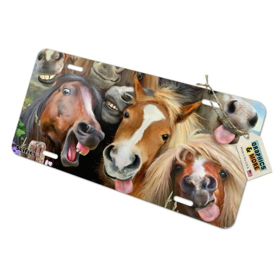 Horses Selfie Novelty Metal Vanity Tag License Plate