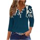 thumbnail image 2 of Fiudx Camisas de Mujer Blusa de Manga 3/4 Corta Estampada a La Moda para Mujer, Blusa Informal con Cuello Redondo, 2 of 3