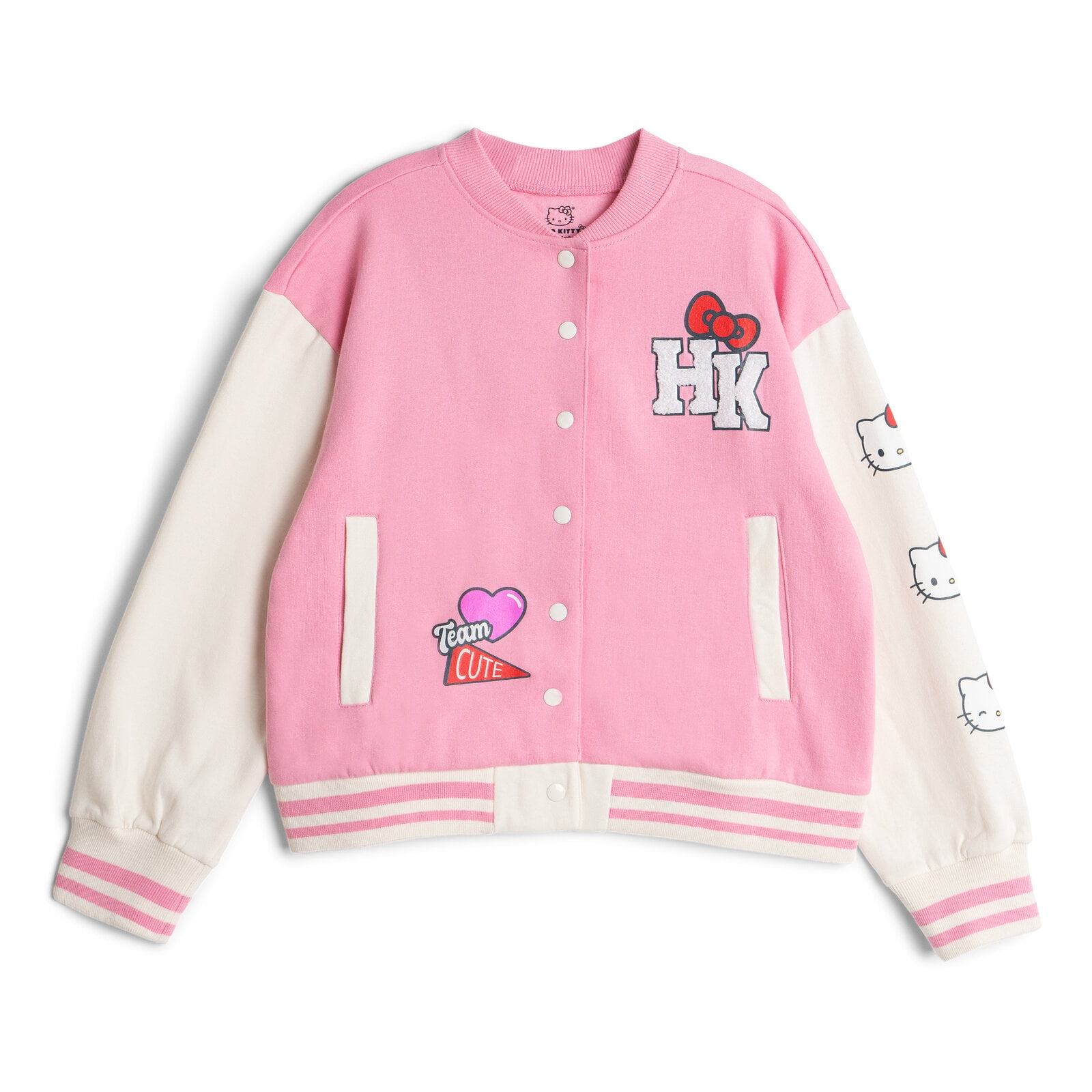 Hello Kitty Fleece Varsity Bomber Jacket and Jogger Pants Outfit Set Toddler to Big Kid