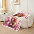 thumbnail image 2 of Erosebridal Kawaii Highland Bull Sherpa Blanket 30x40, Pink Gifts Bowknot Hearts Fuzzy Blanket Throw for Cowgirls, 2 of 7