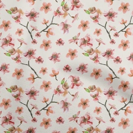 oneOone Cotton Silk Orange Fabric Watercolor Floral Dress Material Fabric Print Fabric By The Yard 42 Inch Wide