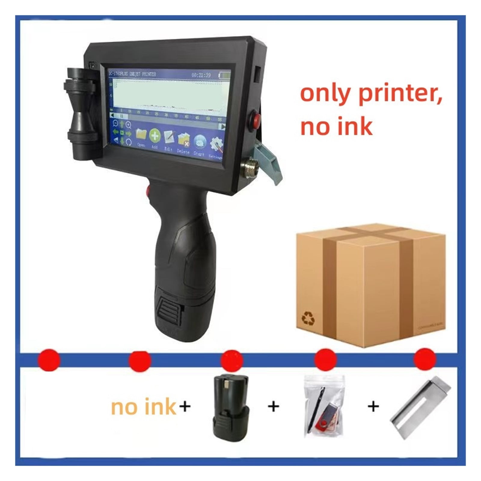 Printer Jet, 12.7MM 25 Languages Smart Printer, QR Code Logo Label Carton Plastic Thermal Inkjet Portable Handheld Printer
--------
,Fast Printing