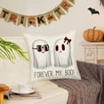 thumbnail image 4 of Halloween Forever My Boo Pillow Cases Set of 2 Lovely Ghost Spooky Halloween Decorations Throw Pillow Covers 18x18 Inch Cotton Linen Black and White Halloween Quotes Cushion Cover, 4 of 6