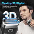 thumbnail image 4 of JUUTREN Electric Foil Shaver for Men – Electric Razor, Mini Portable Beard Trimmer with 3 Floating Blades, Cordless, IPX7 Waterproof for Wet/Dry Use, LED Display, Perfect for Travel & Daily Grooming, 4 of 8