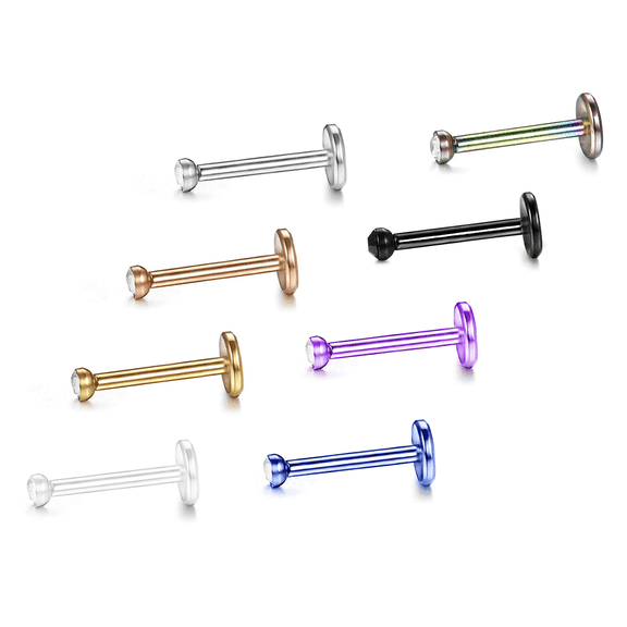 Labret Monroe Lip Ring Tragus Helix Earring Stud Barbell 16 Gauge Sold as pair