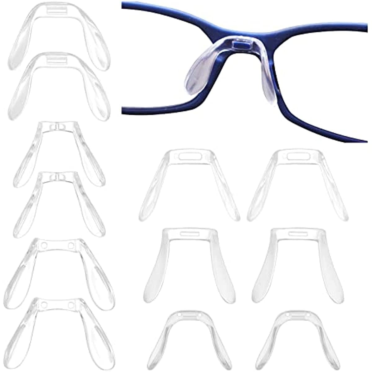 6 Styles 24PCS U Shaped Eyeglasses Nose Pads Bridge Plastic Anti Slip Soft Eye Glasses Nose