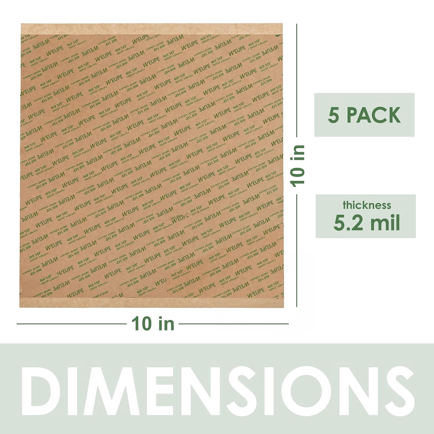 Adhesive Transfer Tape, Double Sided Sheet, 468MP, 10inch x (5-Pack)