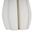 thumbnail image 4 of DecMode 9" Abstract Ribbed Dimensional Concaved White Ceramic Vase with Floral Shaped Rim, 4 of 9