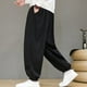 thumbnail image 4 of Pantalones largos para hombre, de ocio, de color liso, con botones, cintura elástica y cordón ajustable, de poliéster., 4 of 5