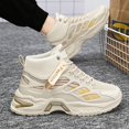 thumbnail image 5 of NOKIO Men's High-top Sneakers Trendy Versatile Thick-Soled Casual Dad Shoes with 𝖫a𝖼e Up, Breathable Knit Mesh Summer Sport Shoes for Back to College, 5 of 6