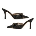 thumbnail image 4 of XYD Women Crossover Strap Grommets Mules Stiletto High Heel Pointed Closed Toe Slip On Sandals Daily Dress Shoes Size 11.5 Black, 4 of 4