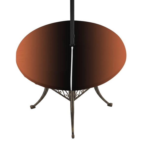 Round Outdoor Tablecloth with Umbrella Hole and Zipper, Orange Black Ombre Fitted Table Cover with Elastic Edge for 31-35 Inch, Modern Gradient Abstract Art Waterproof Patio Tablecoths for Picnic