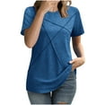 thumbnail image 2 of Summer Fashion Shirts for Womens 2025 Oversize New Casual Solid Color Short Sleeved Round Neck Top/shirt, 2 of 9