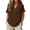 Brown, variant on hoksml Women's Cotton V Neck Short Sleeve Peplum Blouse, Ruffle Trim Casual Tunic, Loose Fit Top for Daily and Office Wear
