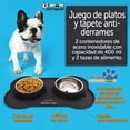 thumbnail image 4 of KE WOOW Dos platos de 400 ml c/u y Tapete Hueso de Silicón, Doble Plato para Perro, Acero Inoxidable, Tazón de Croquetas para Perros, Tazon para Agua, Comedero para Gato, Color Negro KE WOOW Plato Hueso mediano, 4 of 8