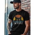 thumbnail image 3 of Camisetas de manga corta para hombre, camisetas gráficas divertidas con gato negro y texto de personas, camiseta informal de cuello redondo, 3 of 8