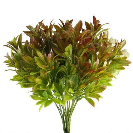 Nahuaa 4PCS Artificial Plants Outdoor Fake Greenery Bush Faux Plastic Shrubs Indoor Outside Table Centerpieces Arrangements Home Kitchen Office Windowsill Spring Decorations