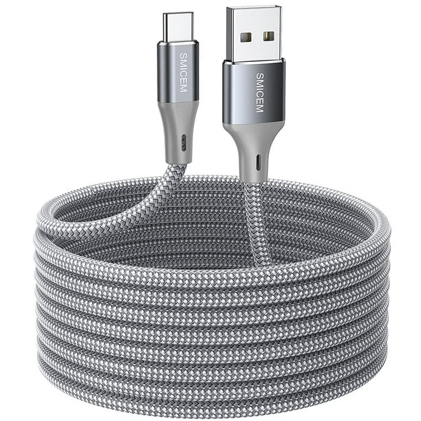 Extra Long USB Type-C 16ft Fast Charging Cable, USB C to A Quick Charger  Cord 16 Foot 2-Pack Compatible Samsung Galaxy S10 S9 S8 Plus, Braided Type  C
