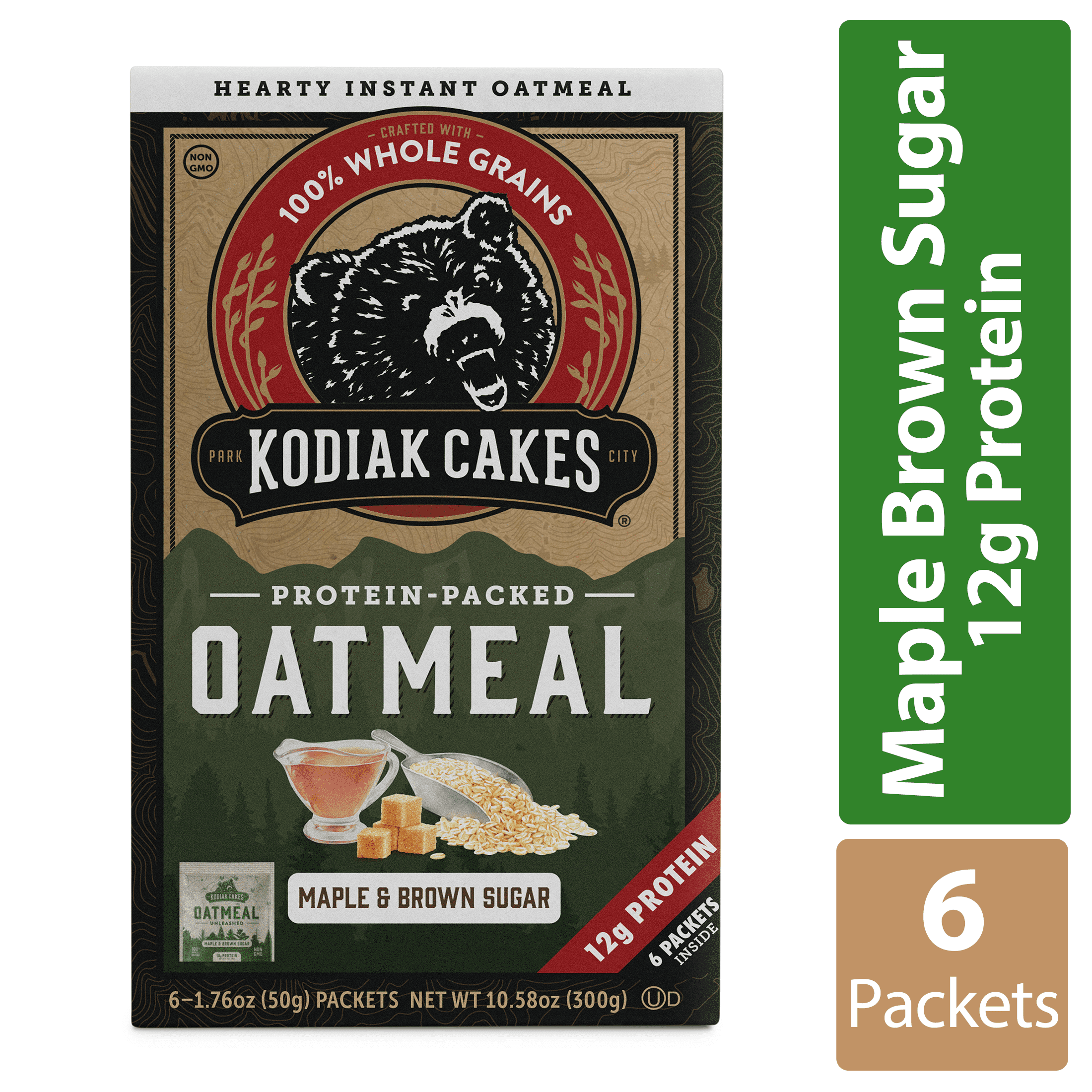 Kodiak Protein-Packed Maple Brown Sugar Instant Oatmeal, 1.76 oz, 6 Packets