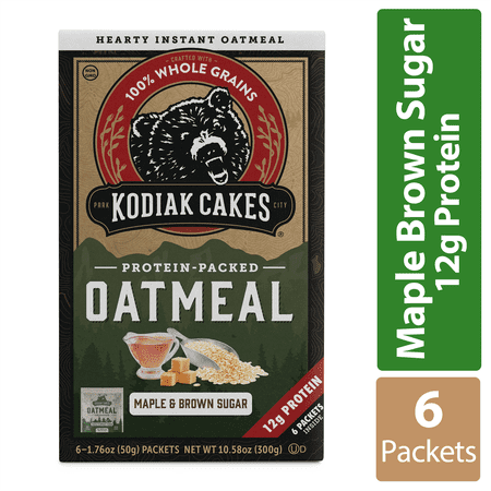 Kodiak Cakes, Oatmeal Unleashed, Maple & Brown Sugar, 1.76 Oz, 6 Packets