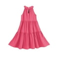 thumbnail image 6 of Abcomgle Summer Dress for Girls 7-8 Casual Halter Neck Sleeveless Girls Dresses Solid Color A-line Sundresses Summer Swing Skirt 13-14 Years,Vermilion, 6 of 7